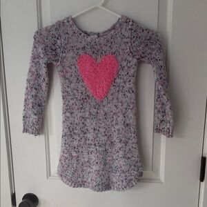 Cozy Knit Heart Sweater Dress for Kids - Pink & Purple